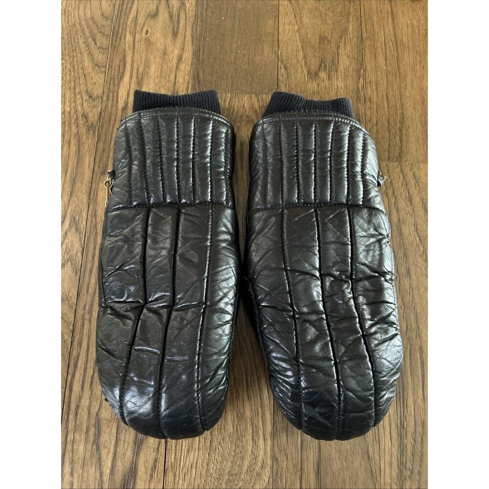 Grandoe Size L. Ladies Leather Ski Mittens BLACK A25